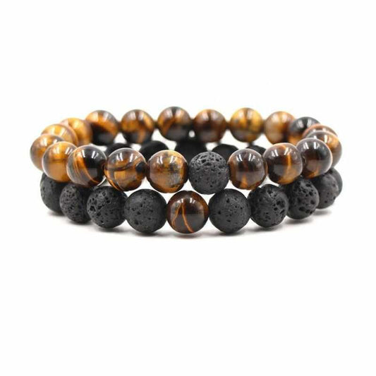 Pulseras de la Distancia Ojo de Tigre y Roca Volcánica