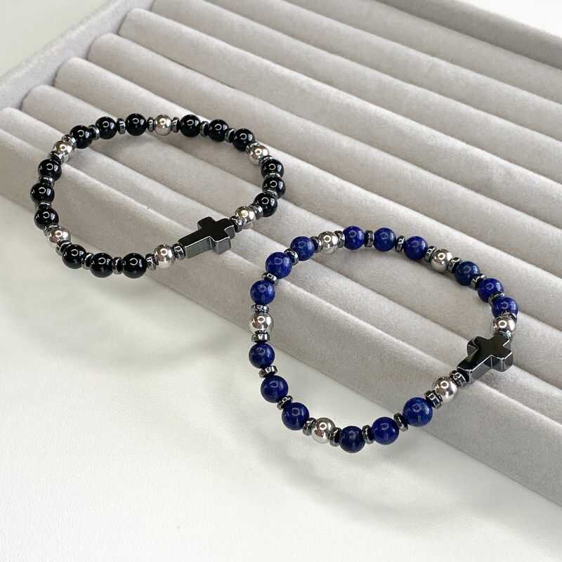 Pulsera Cruz Ágata Negra
