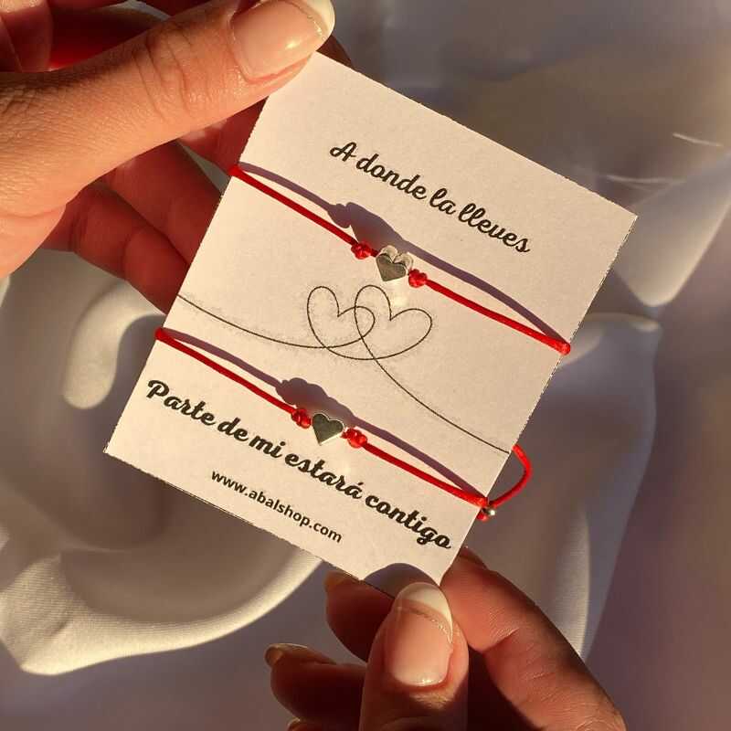 Pulseras Corazón en Hilo Rojo