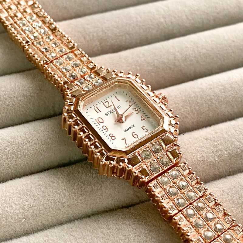 Reloj Rectangular Retro Rose Gold