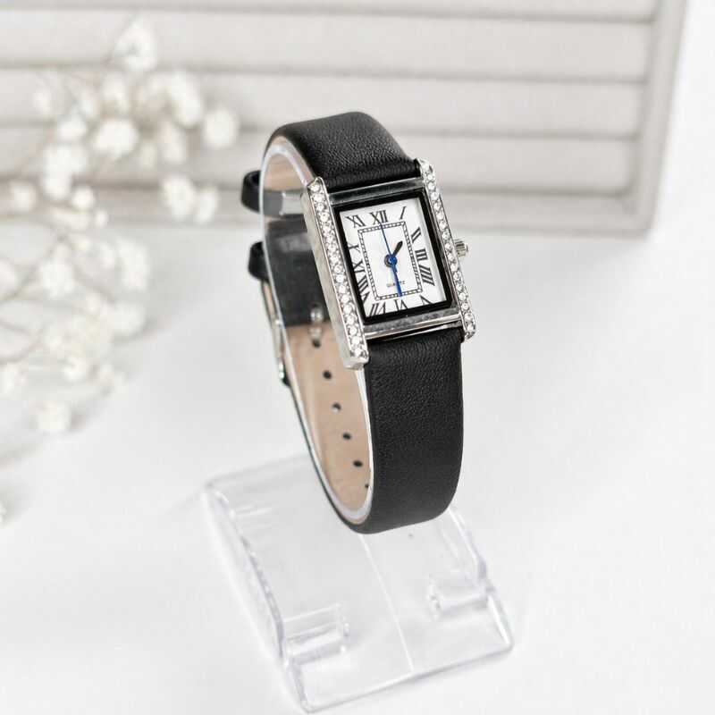 Reloj Rectangular Brillos Negro
