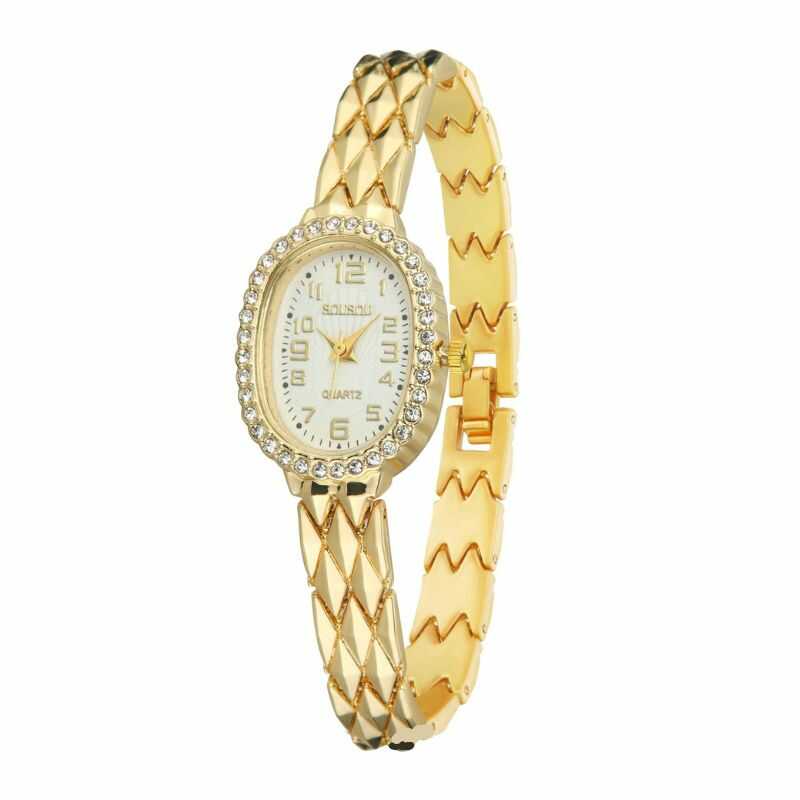 Reloj Dorado Brillos Ovalado