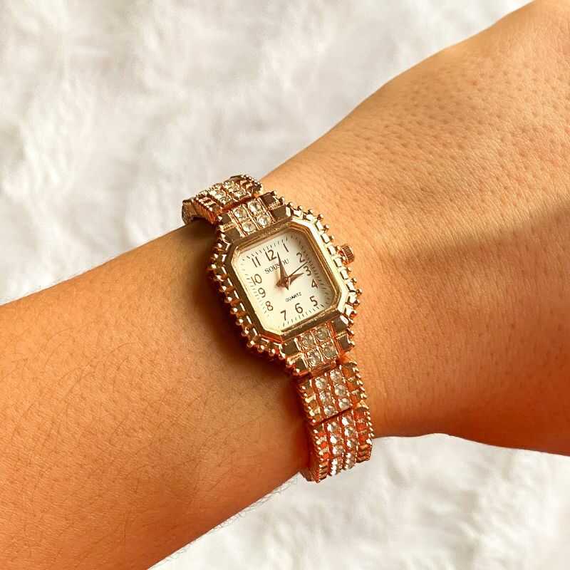 Reloj Rectangular Retro Rose Gold