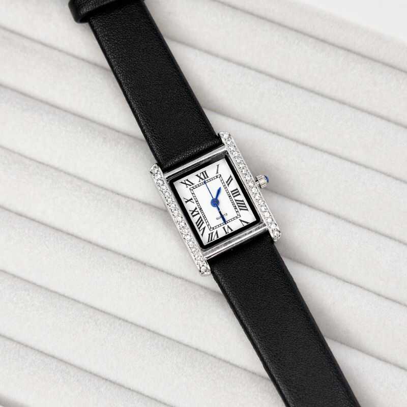 Reloj Rectangular Brillos Negro