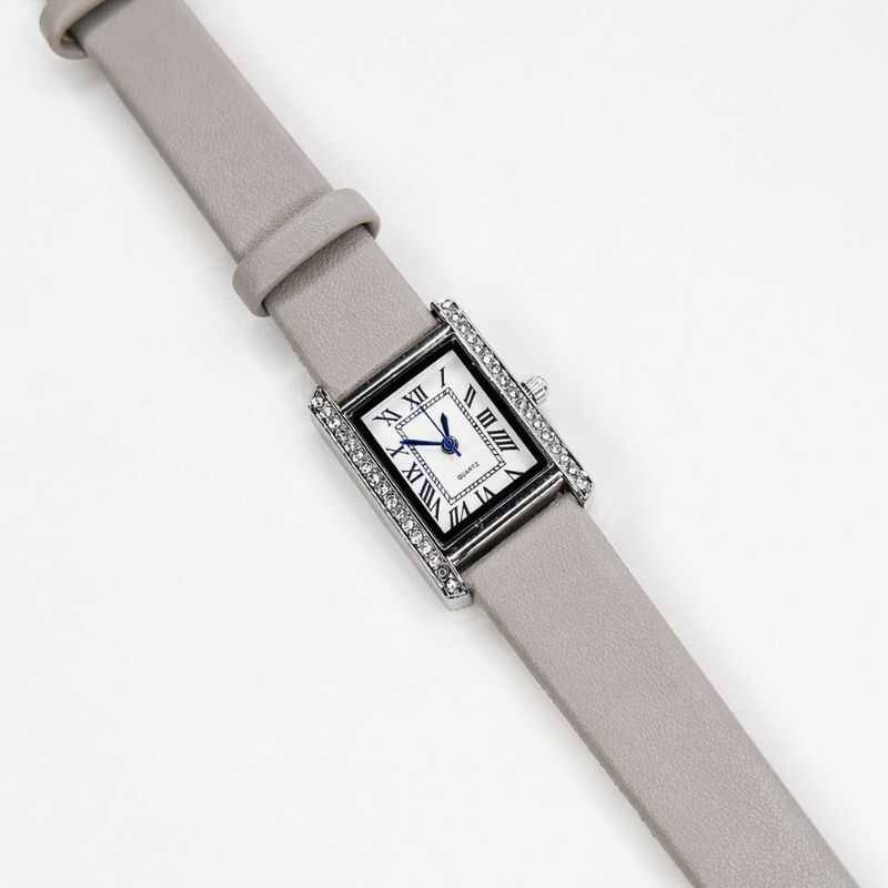 Reloj Rectangular Brillos Gris