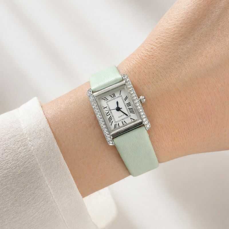 Reloj Rectangular Brillos Verde