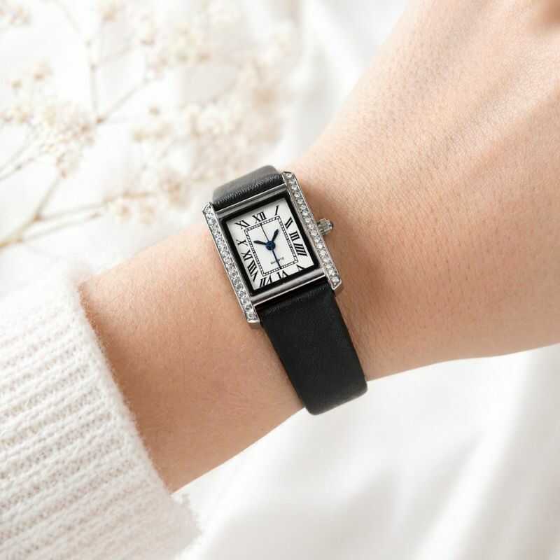 Reloj Rectangular Brillos Negro