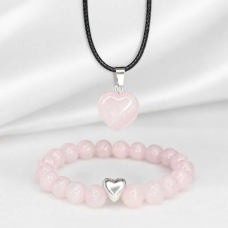 Set Cuarzo Rosa Corazón
